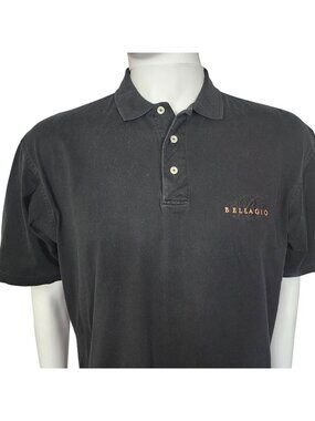 Bellagio Hotel Mens Black Polo Shirt S 100% Cotton Embroidered Logo Short Sleeve